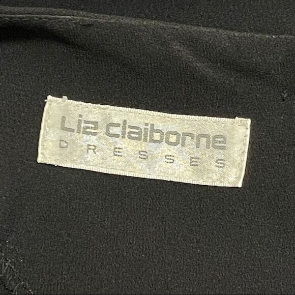 Liz Claiborne Vintage Black Long Sleeve Layered Ruffle Back Button Dress Sz 4 - Picture 15 of 16